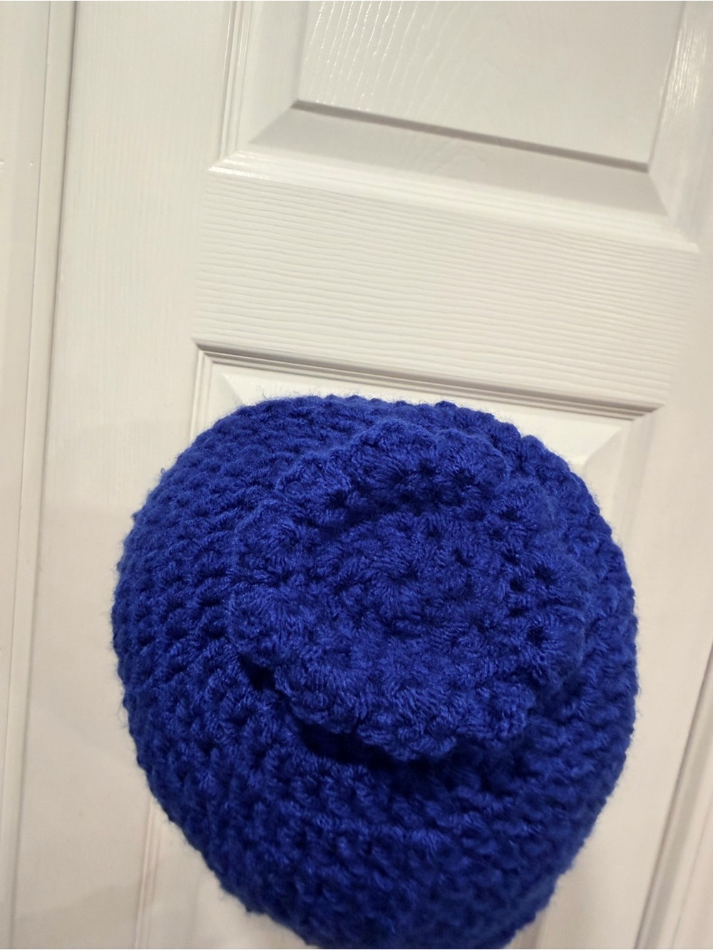 Handmade Crochet Wild Blueberry Beanie Hat Maine Made Royal Blue Adult One Size - Picture 4 of 7